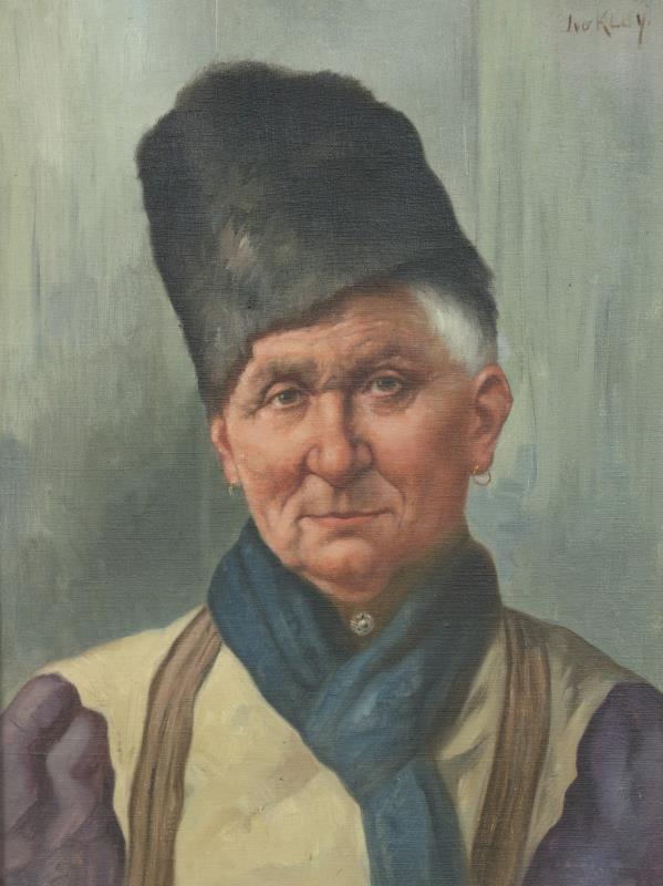 Een koopje van drie schilderijen, voorstellende vissers en een boer, een gesigneerd P. de Kok en twee maal J. van der Kley, olieverf op doek.