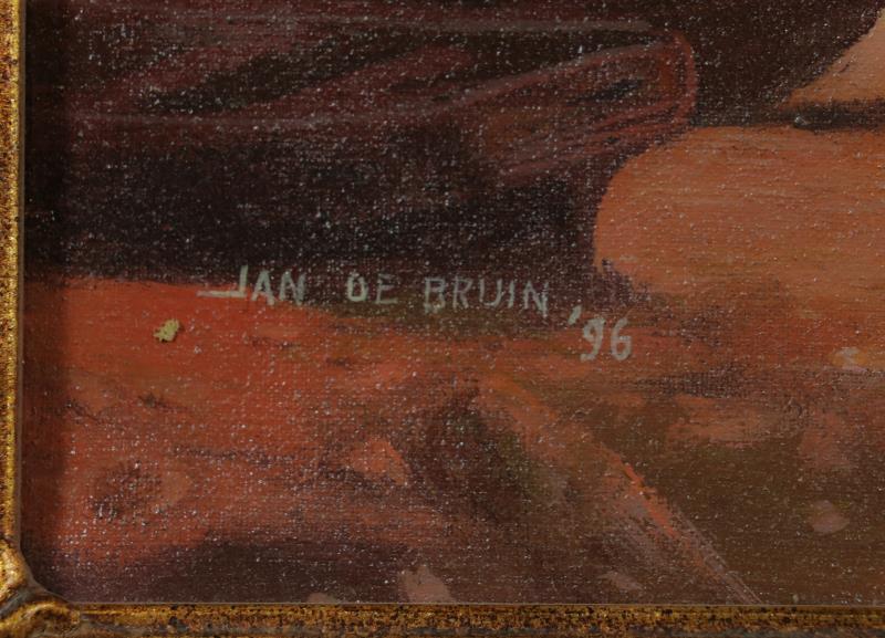 Jan de Bruin, 20e eeuw. Gezicht op een Franse havenstad, gesigneerd en gedateerd '96 linksonder, olieverf op doek.