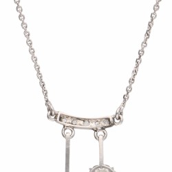 Witgouden collier, met 7 roos geslepen diamanten - 18 kt.