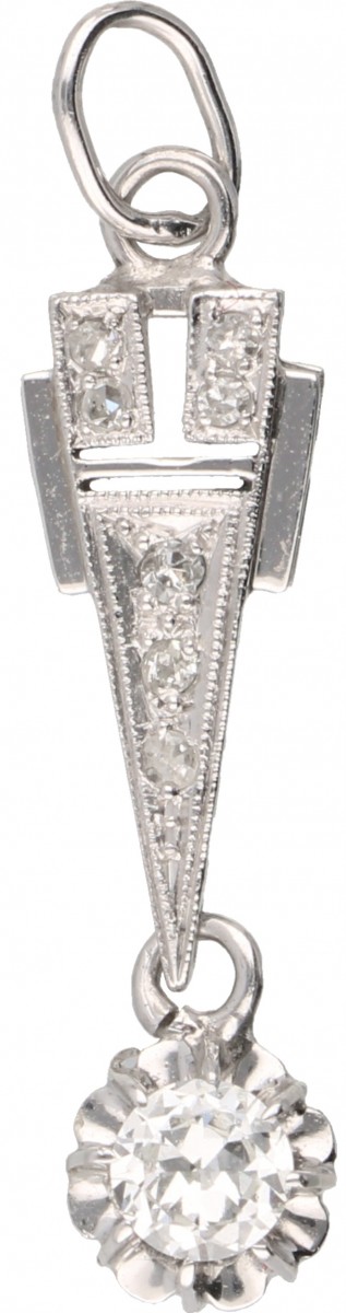 Witgouden hanger, met ca. 0.28 ct. diamant - BWG 10 kt.