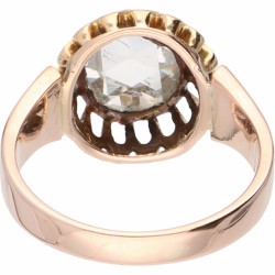 Rosegouden solitair ring, met ca. 1.37 ct. diamant - 14 kt.