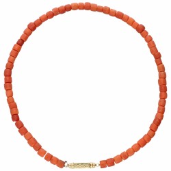 Bloedkoralen choker met een geelgouden sluiting - 14 kt.