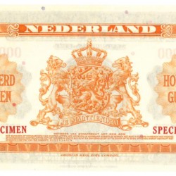 Nederland 100 gulden Muntbiljet Type 1943 Wilhelmina - UNC