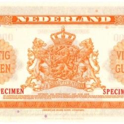 Nederland 50 gulden Muntbiljet Type 1943 Wilhelmina - UNC