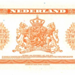 Nederland 25 gulden Muntbiljet Type 1943 Wilhelmina - UNC