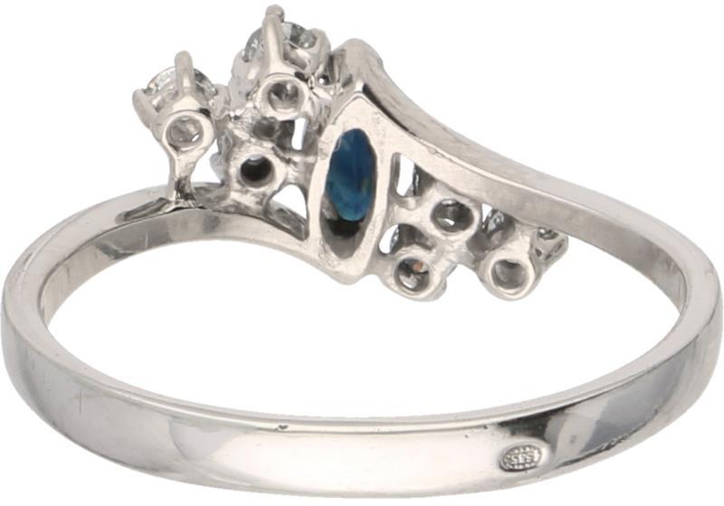 Witgouden Desiree ring, ca. 0.24 ct. diamant en saffier - 14 kt.