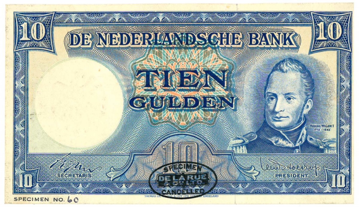 Nederland 10 gulden bankbiljet Type 1949 Molen -Nagenoeg UNC