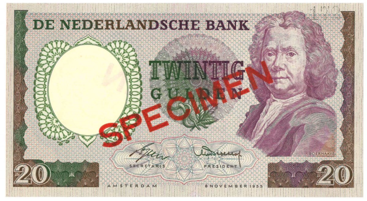 Nederland 20 gulden Bankbiljet Type 1955 Boerhaave - UNC