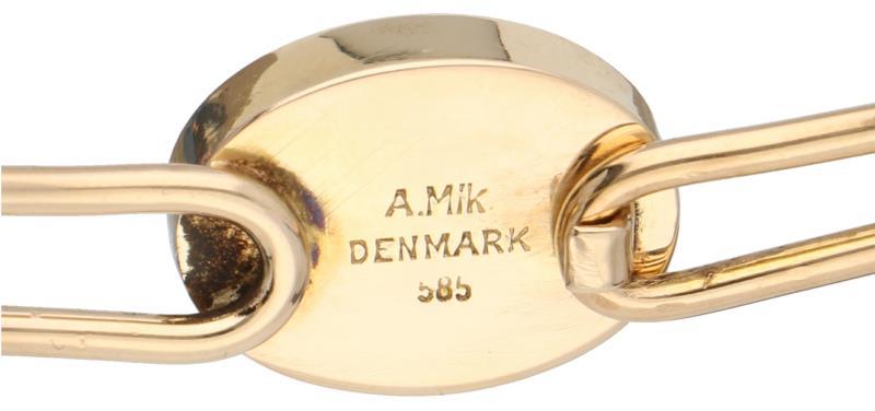 Andreas Mikkelsen geelgouden choker, labradoriet - 14 kt.