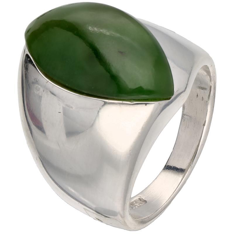 Zilveren A. Holthe A/S ring, jade - 925/1000.