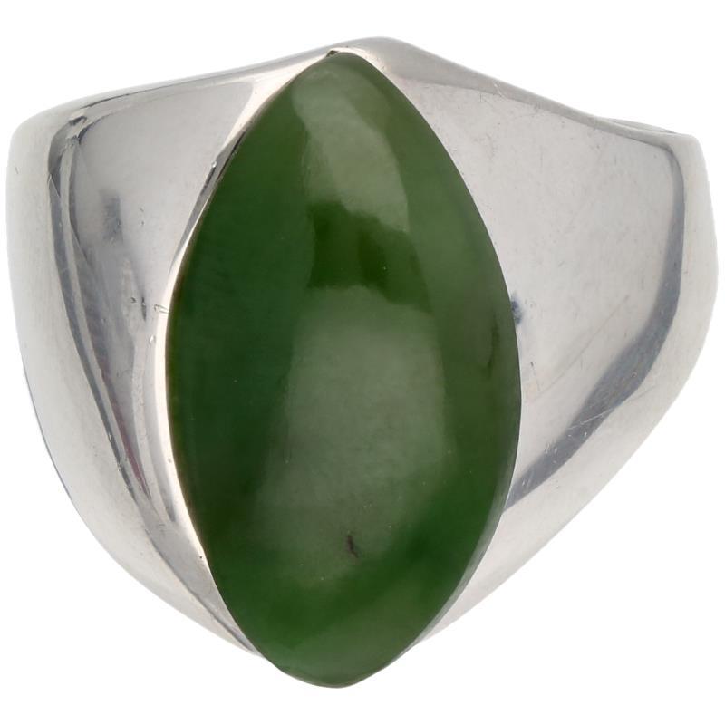 Zilveren A. Holthe A/S ring, jade - 925/1000.