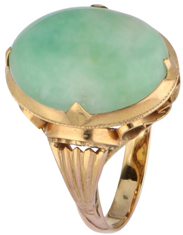 Geelgouden ring, jade - 14 kt.