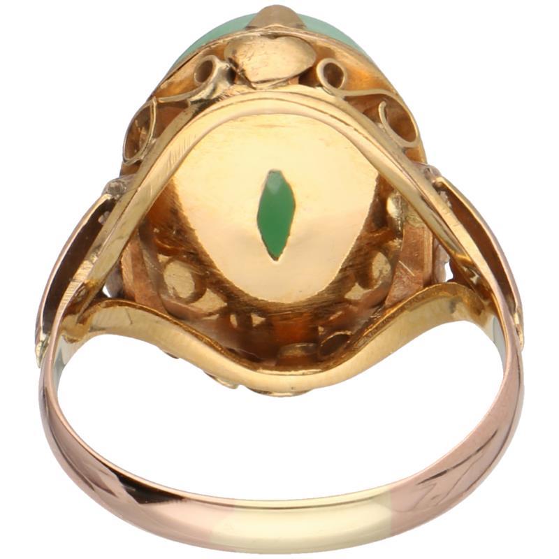 Geelgouden ring, jade - 14 kt.