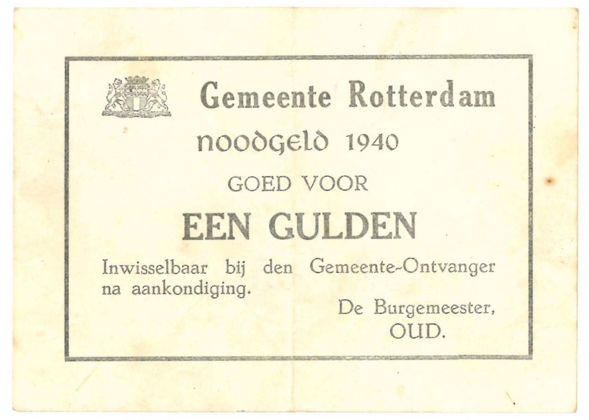 Nederland 1 gulden Noodgeld Type 1940 Rotterdam - Zeer Fraai