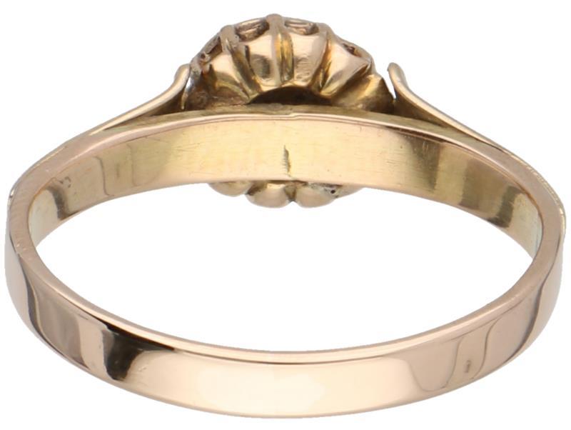 Geelgouden solitair ring, diamant - 14 kt.