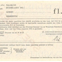 Nederland 1 gulden Waardebon Type 1941-1942 - UNC