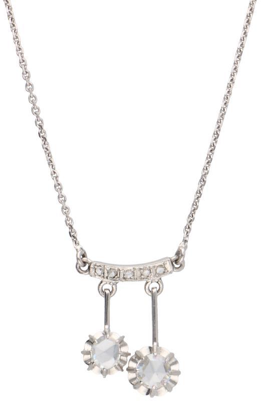 Witgouden collier, diamant - 18 kt.