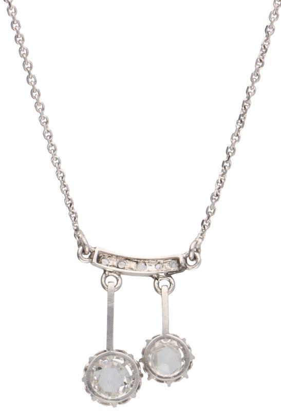 Witgouden collier, diamant - 18 kt.