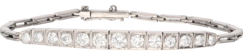 Witgouden armband, ca. 1.32 ct. diamant - 14 kt.