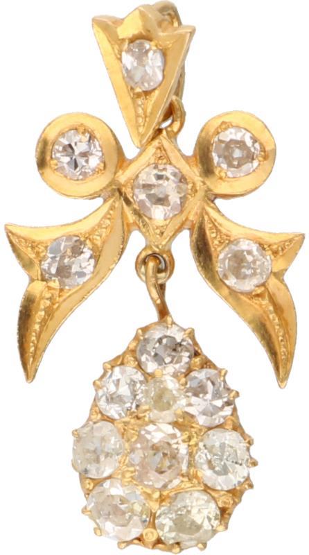 Geelgouden hanger, ca. 0.96 ct. diamant - 20 kt.