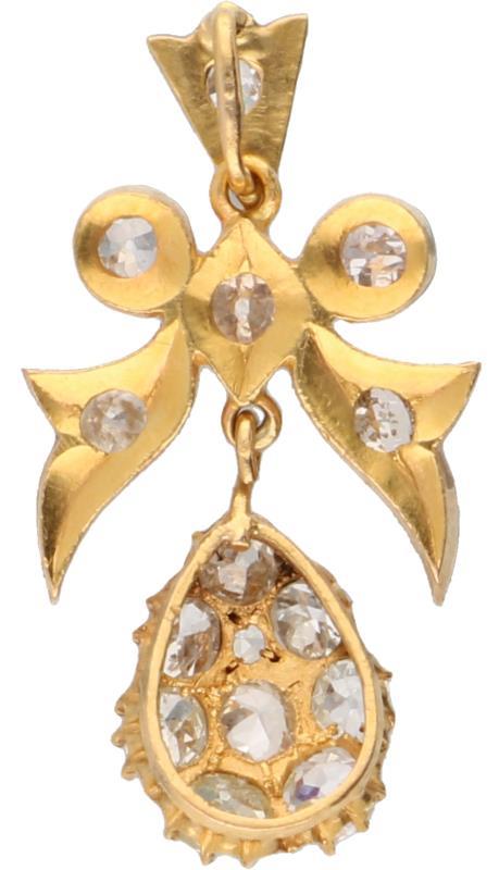 Geelgouden hanger, ca. 0.96 ct. diamant - 20 kt.