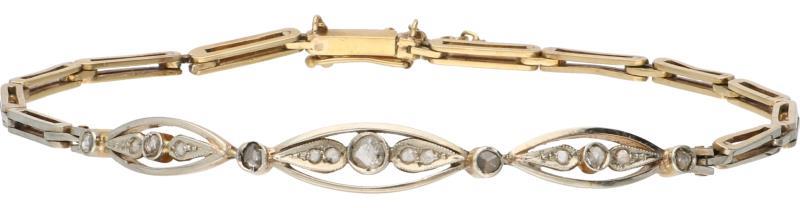 Bicolor gouden armband, diamant - 14 kt.