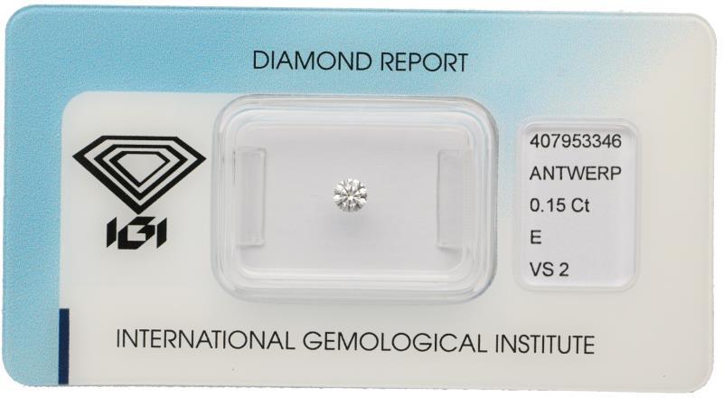 IGI Rond Briljant geslepen diamant 0.15 ct.