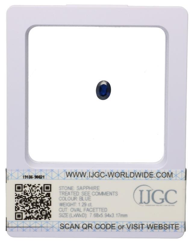 IJGC Oval Faceted geslepen saffier 1.29 ct.