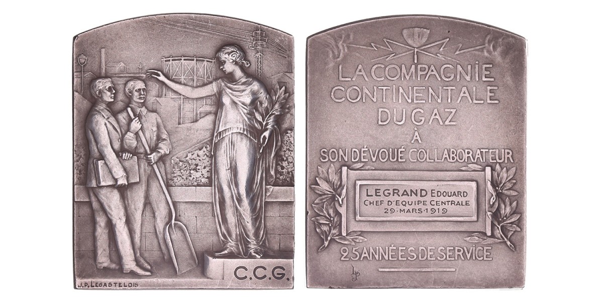 1919. Belgium. Medal for 25 years of loyal service of La Compagnie Continentale du Gaz (C.C.G.).