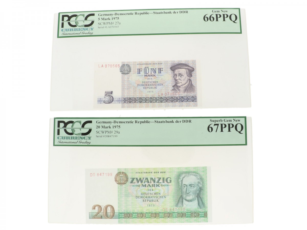 Germany 5 and 20 mark Banknote Type 1975 - UNC