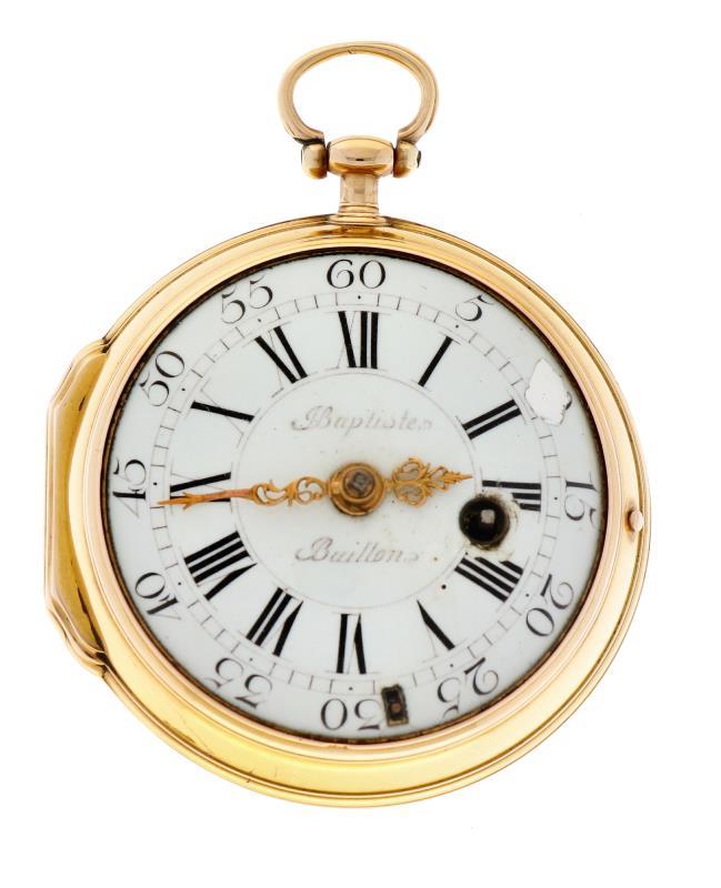 Zakhorloge goud, snek spillegang ''J. Baptiste Baillon, Paris'' - Herenzakhorloge - Handopwindbaar - ca. 1780.