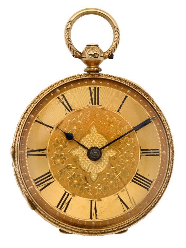 Zakhorloge goud, snek ankergang ''Reid & Sons, Newcastle'' - Unisexzakhorloge - Handopwindbaar - ca. 1880.