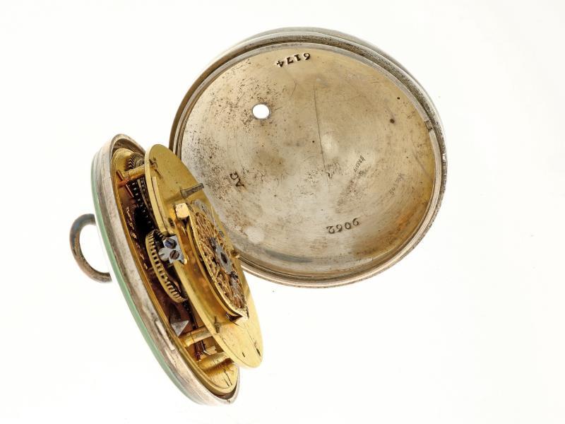 Zakhorloge zilver, snek spillegang ''Willeumier Freres, Framelan'' - Herenzakhorloge - Handopwindbaar - ca. 1800.