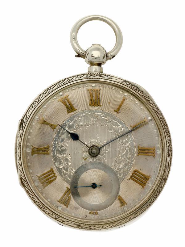 Zakhorloge zilver, snek spillegang ''John Hawley, Londen'' - Herenzakhorloge - Handopwindbaar - ca. 1875.