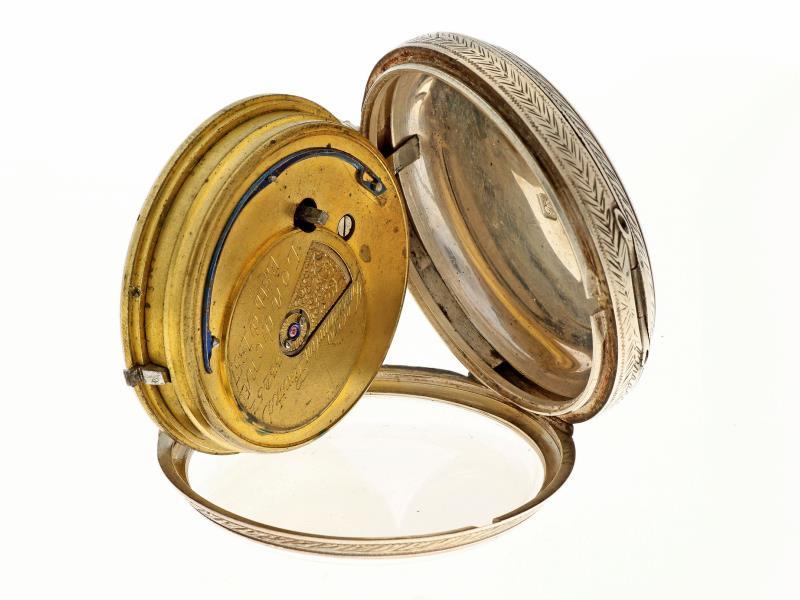 Zakhorloge zilver, snek spillegang ''John Hawley, Londen'' - Herenzakhorloge - Handopwindbaar - ca. 1875.