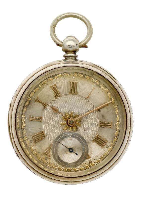 Zakhorloge zilver, snek ankergang ''Barnett & Scott, Whitefriargate Hull'' - Herenzakhorloge - Handopwindbaar - ca. 1875.