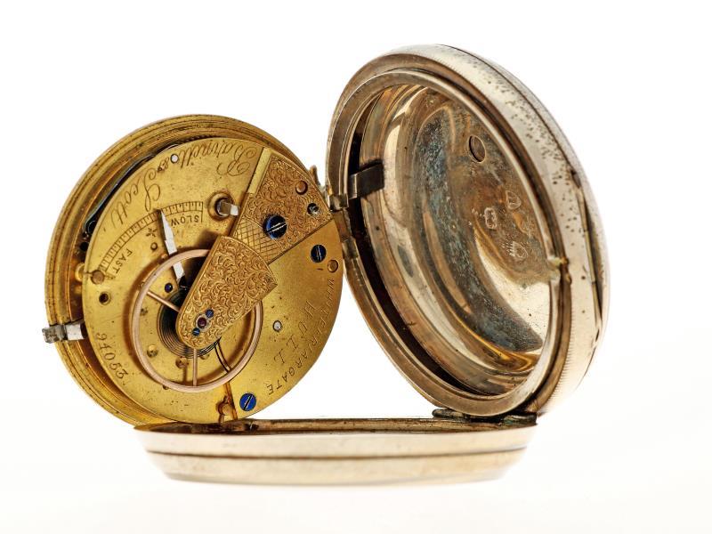 Zakhorloge zilver, snek ankergang ''Barnett & Scott, Whitefriargate Hull'' - Herenzakhorloge - Handopwindbaar - ca. 1875.