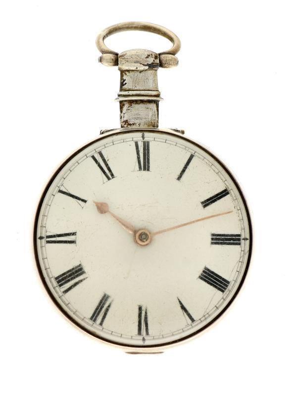 Zakhorloge zilver, snek spillegang ''L.O. Jacobs, Newcastle'' - Herenzakhorloge - Handopwindbaar - ca. 1820.