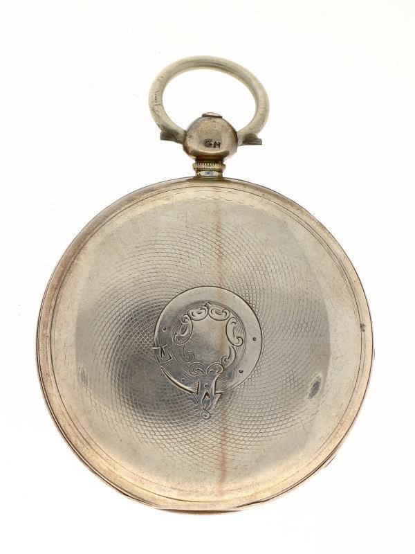 Zakhorloge zilver, snek ankergang ''J. Loudan, Londen'' - Herenzakhorloge - Handopwindbaar - ca. 1885.