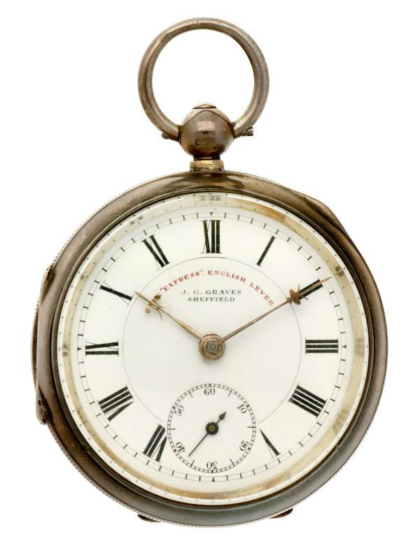 Zakhorloge zilver, ankergang ''J.G. Graves, Sheffield'' - Herenzakhorloge - Handopwindbaar - ca. 1890.