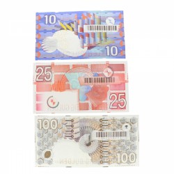 Nederland 10/25/100 gulden Bankbiljet Type 1989-1997 IJsvogel/Roodborstje/Steenuil - Zeer Fraai
