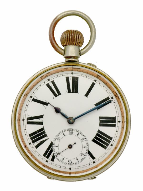 Zakhorloge staal, ''Doxa'' ankergang - Herenzakhorloge - Handopwindbaar - ca. 1900.