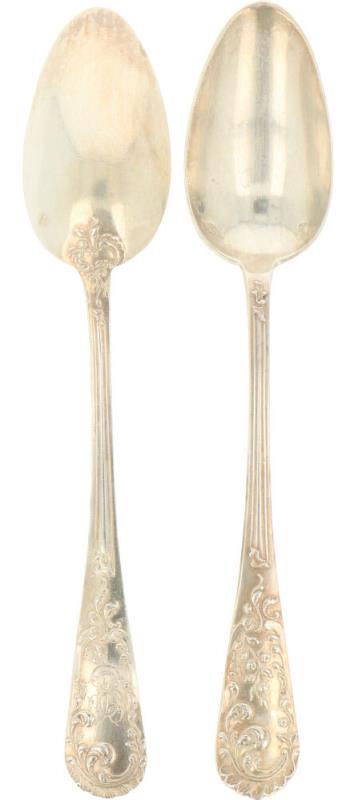 (6) Delige set dessert lepels zilver.