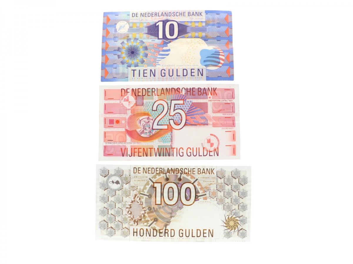 Nederland 10/25/100 gulden Bankbiljet Type 1989-1997 IJsvogel/Roodborstje/Steenuil - Zeer Fraai +.