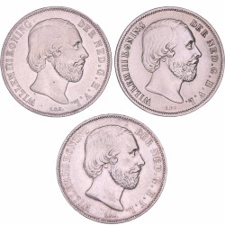 Lot (3) 1 Gulden Willem III 1851, 1856 en 1866. Fraai - Prachtig (Gepoetst).
