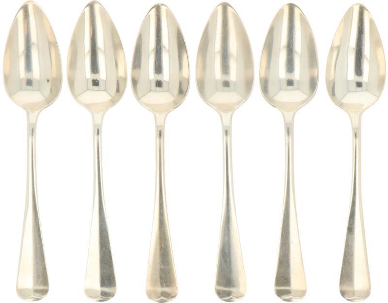 (6) Delige set lepels zilver.