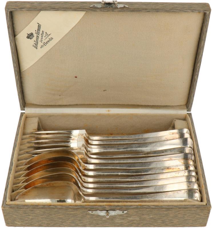 (12) Delige set diner lepels & vorken 'HAAGS LOFJE' zilver.