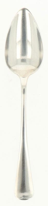 (6) Delige set diner lepels zilver.