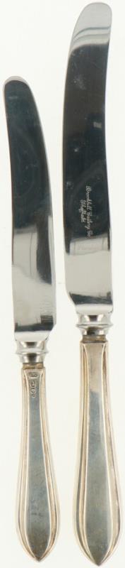 (12) Delige set messen  zilver.