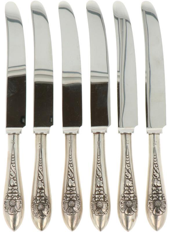 (6) Delige set Diner messen zilver.
